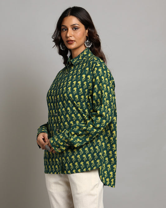 Indigo Nashpal Dyed and Dabu Printed Shirt