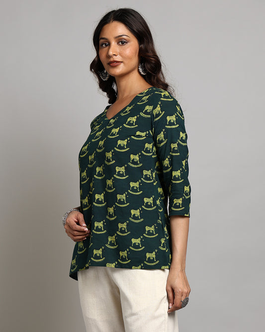 Indigo Nashpal Dyed and Dabu Printed Top
