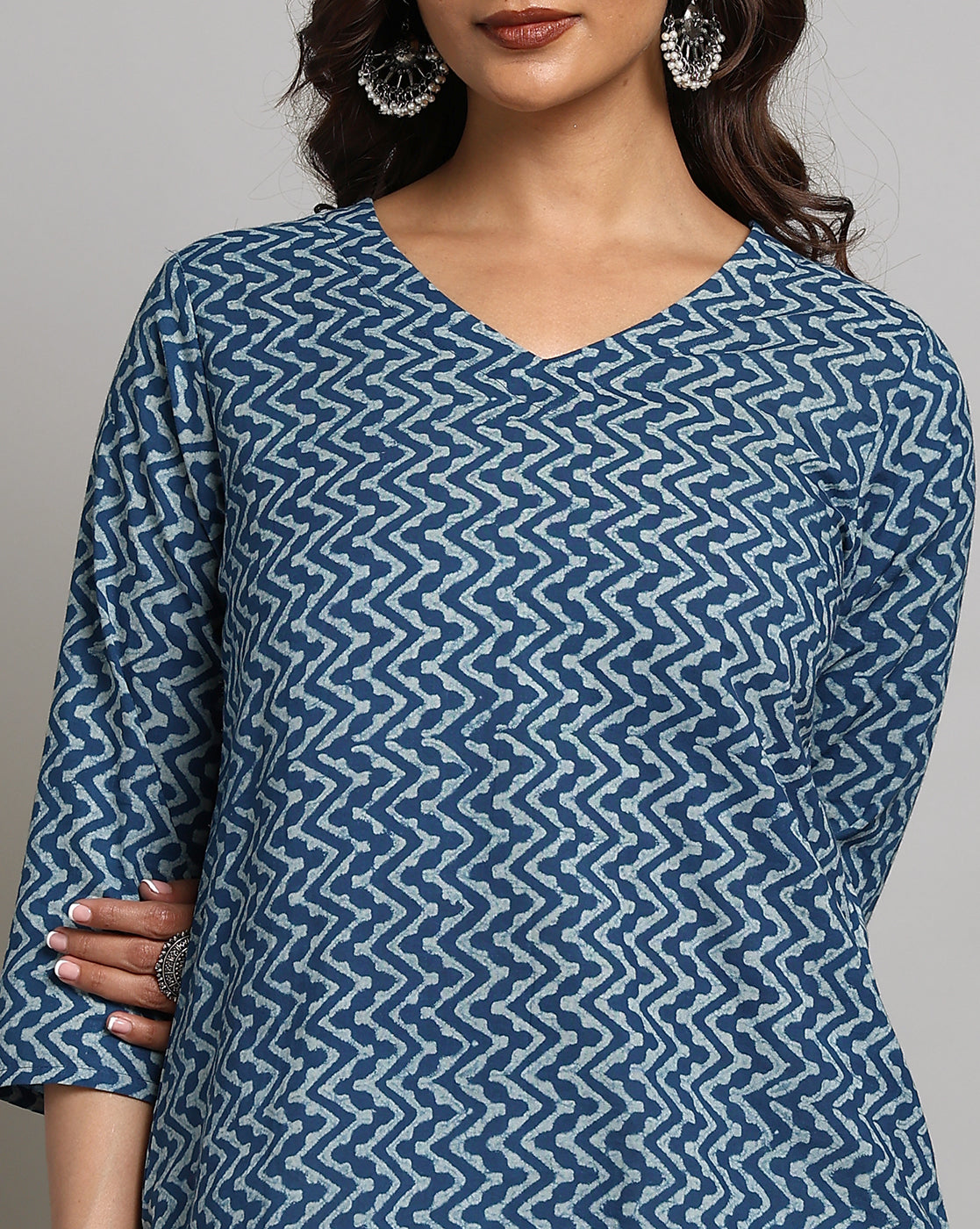 Indigo Dyed and Dabu Printed Top