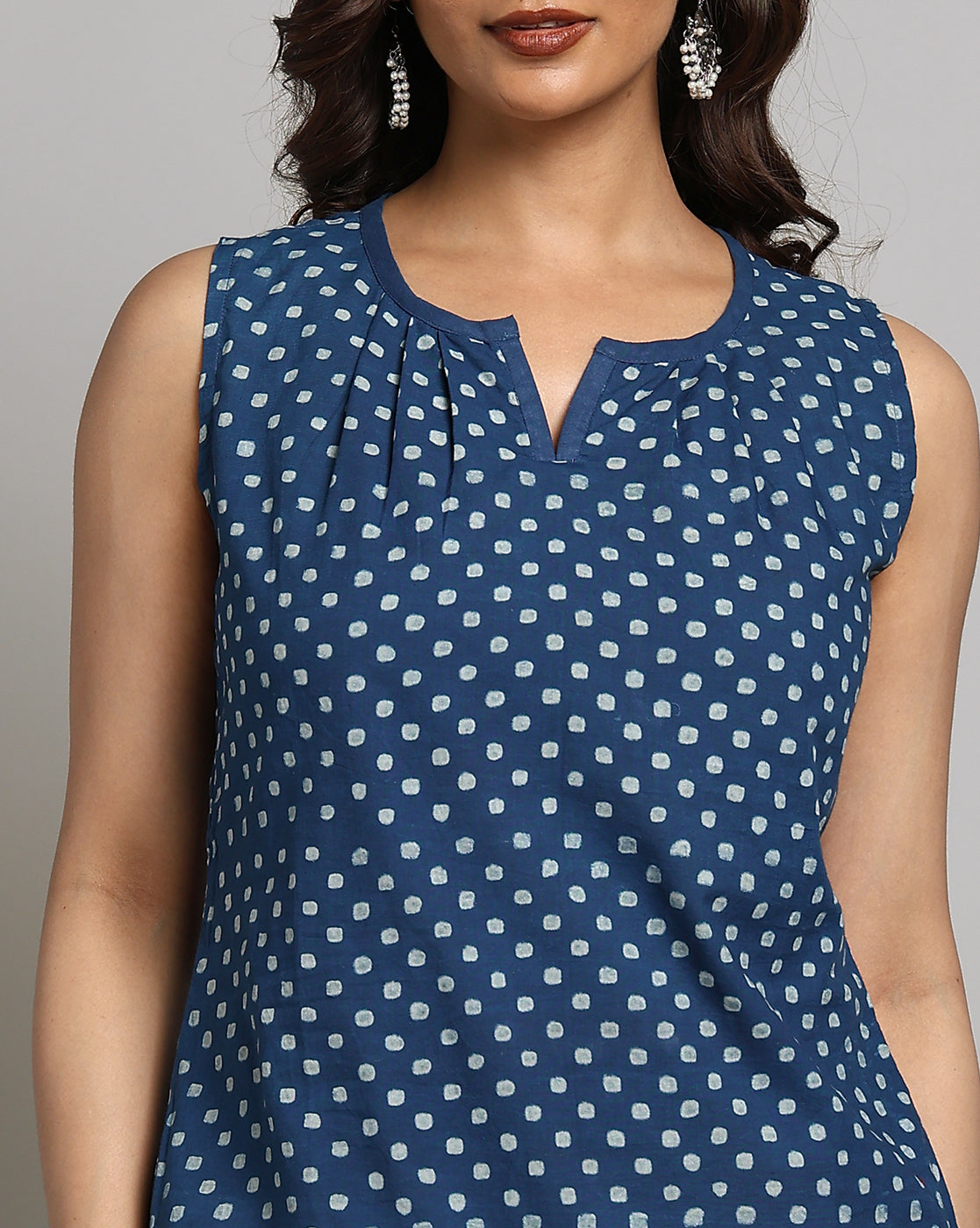 Indigo Dyed and Dabu Printed Top