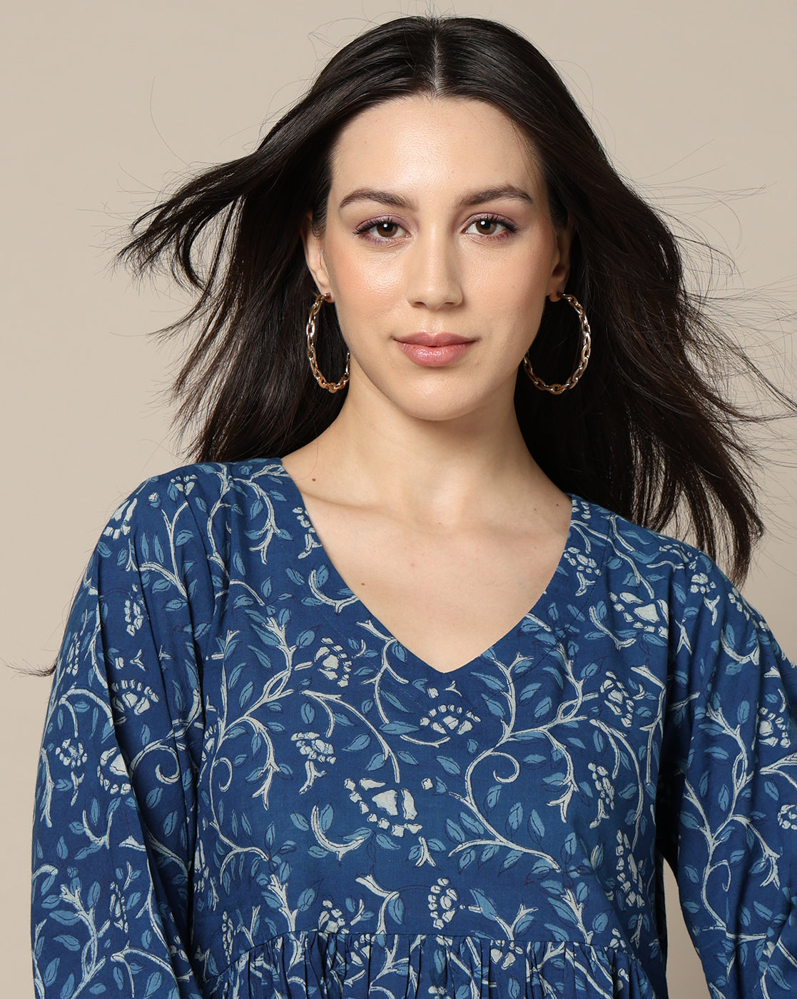 Indigo Dyed Dabu Hand Block Printed Long Dress