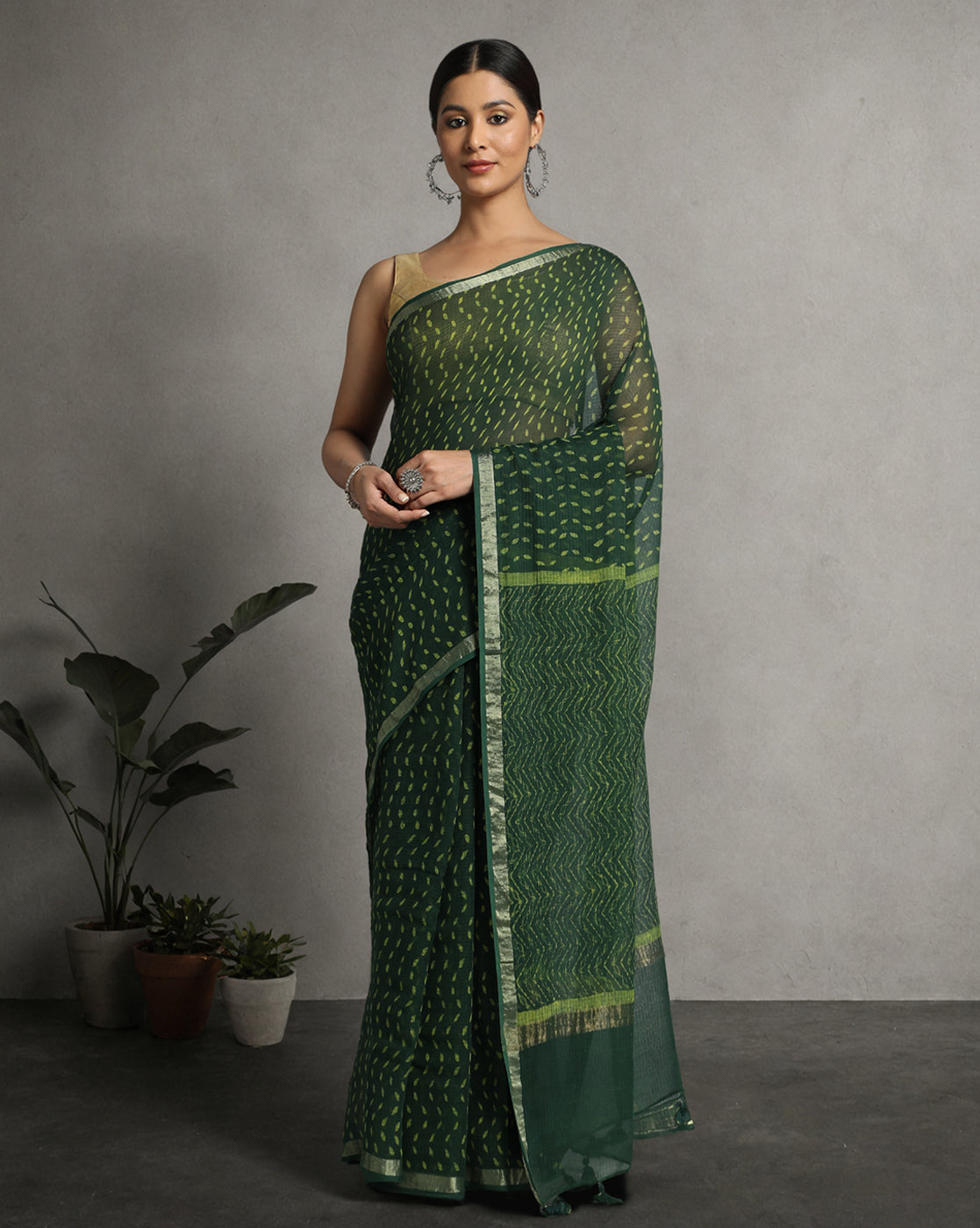 Natural Indigo Dyed Dabu Hand Block Printed Kota Doriya Saree