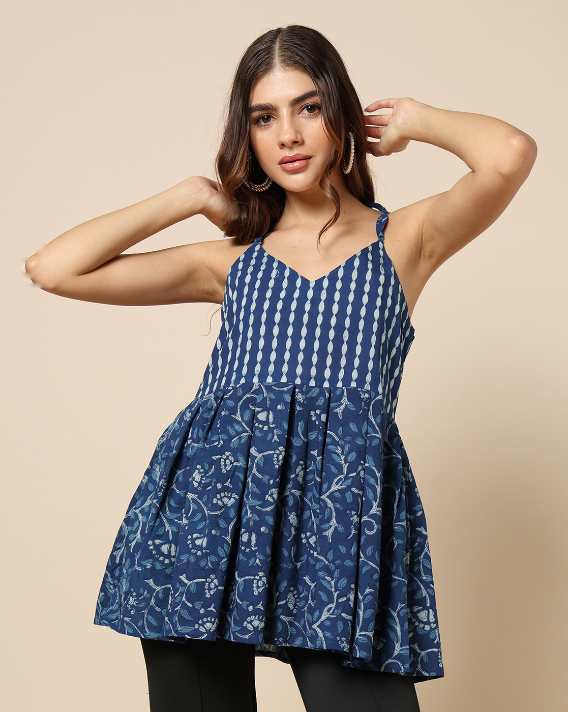 Indigo Dyed Dabu Hand Block Printed Top