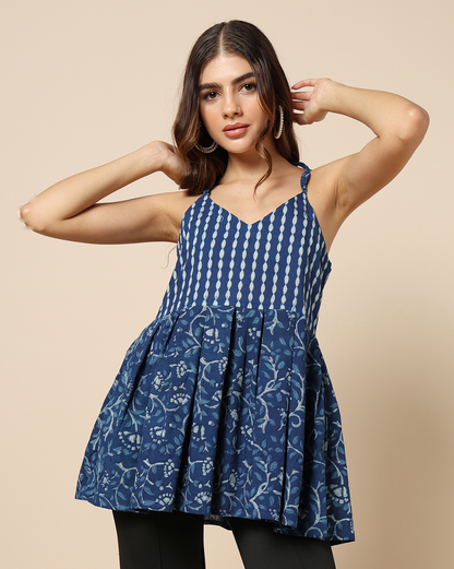 Indigo Dyed Dabu Hand Block Printed Top