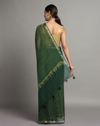 Natural Indigo Dyed Dabu Hand Block Printed Kota Doriya Saree