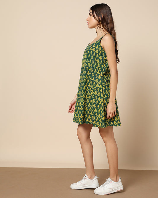 Natural Dyed Hand Block Printed Short Dress (Skater or Spaghetti)