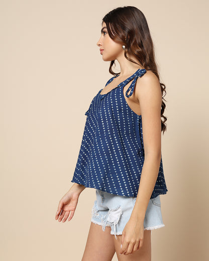Indigo Dyed Dabu Hand Block Printed Top