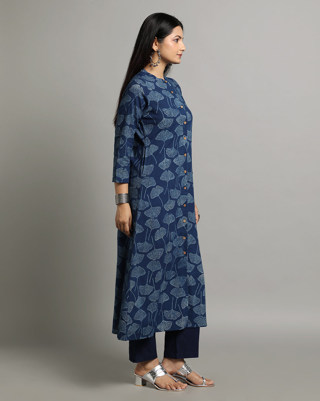 Indigo Dyed Dabu Hand Block Printed Long Kurta