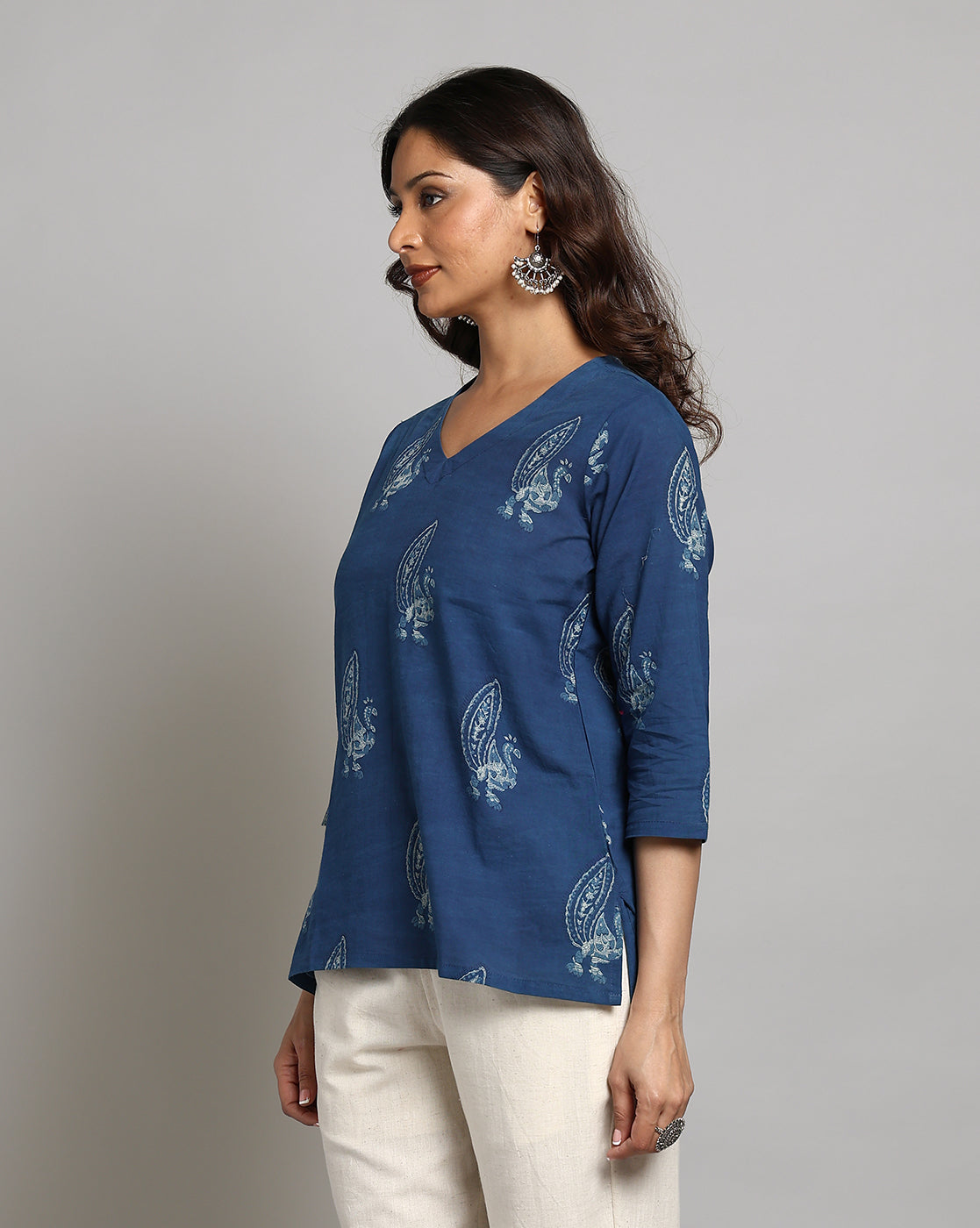 Indigo Dyed and Dabu Printed Top