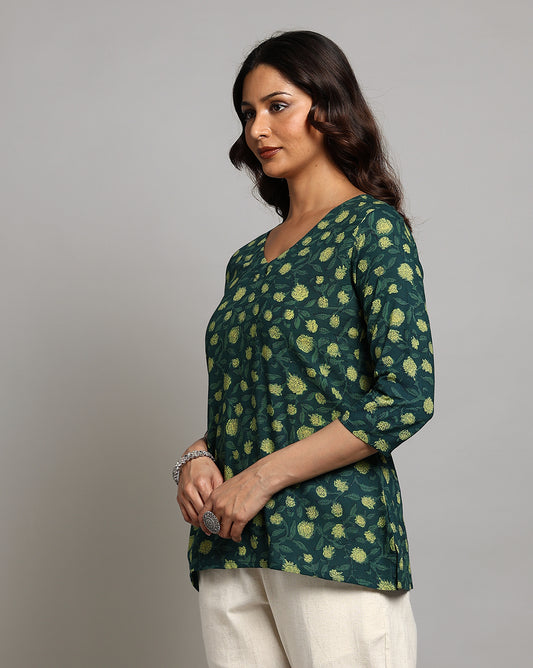 Indigo Nashpal Dyed and Dabu Printed Top