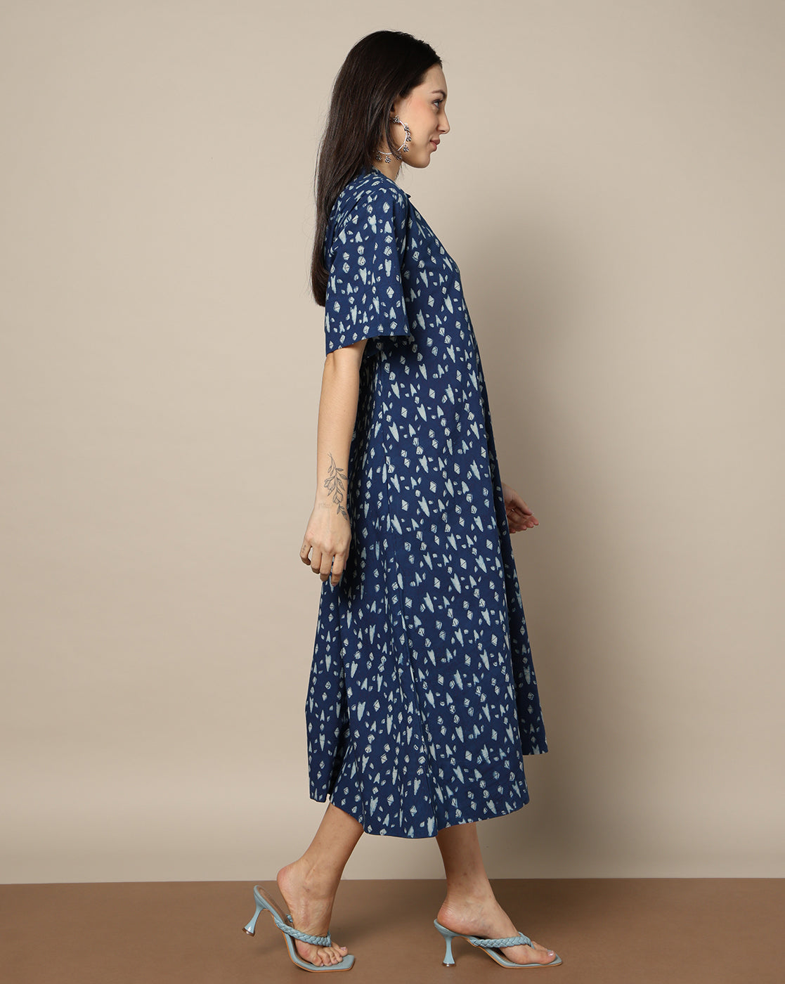 Indigo Dyed Dabu Hand Block Printed Long Dress