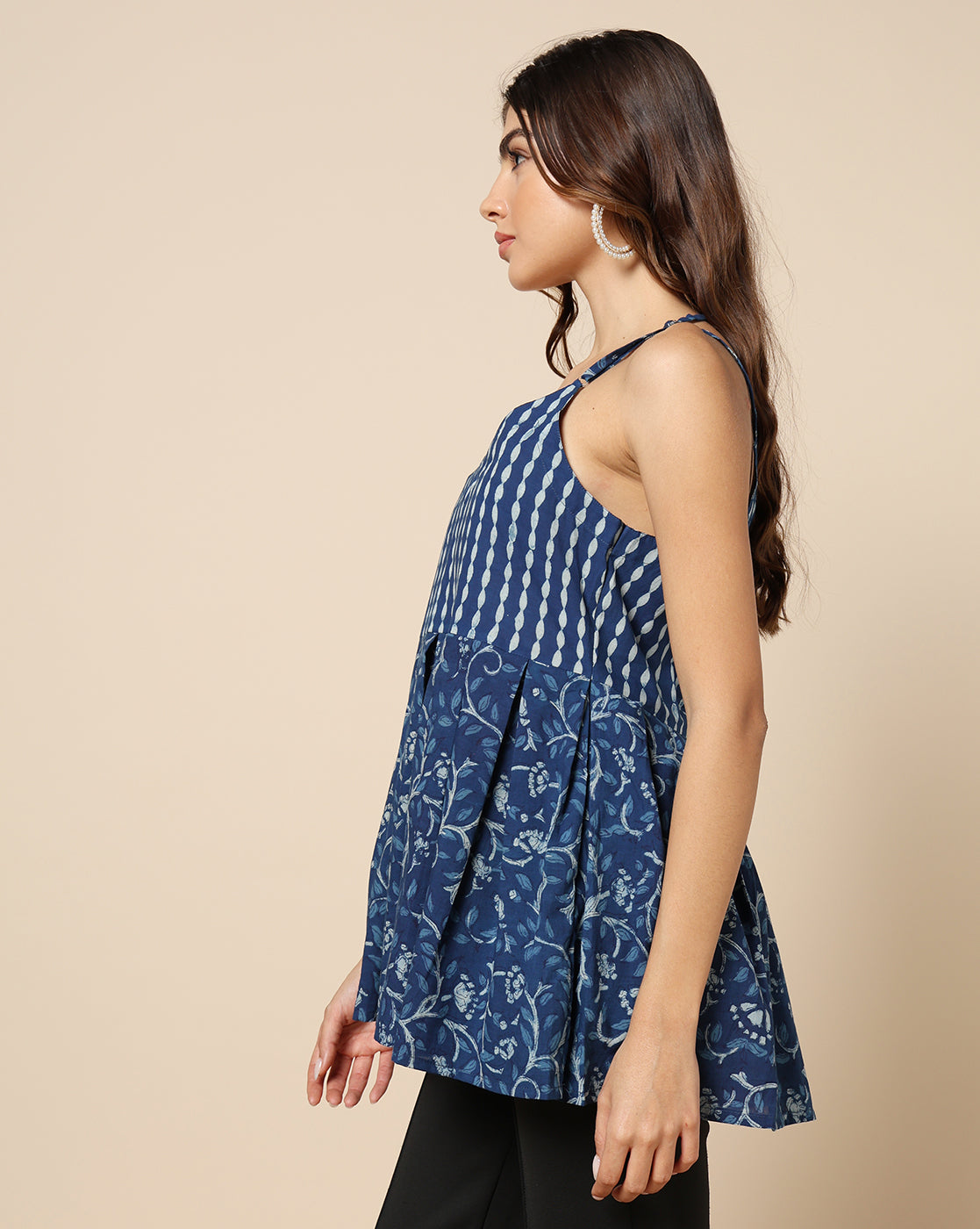 Indigo Dyed Dabu Hand Block Printed Top