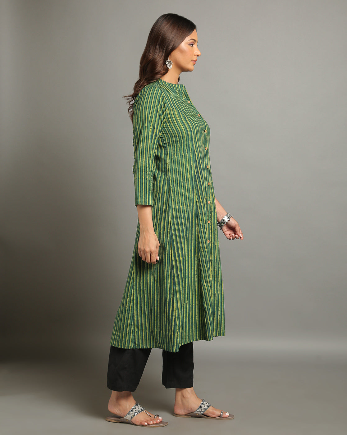 Indigo Nashpal Dyed Dabu Hand Block Printed Long Kurta