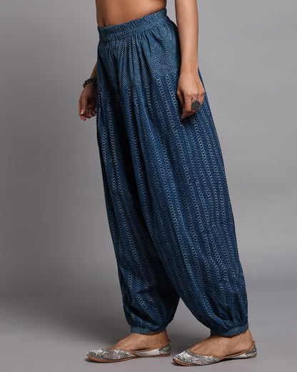 Indigo Dyed Dabu Printed Salwar