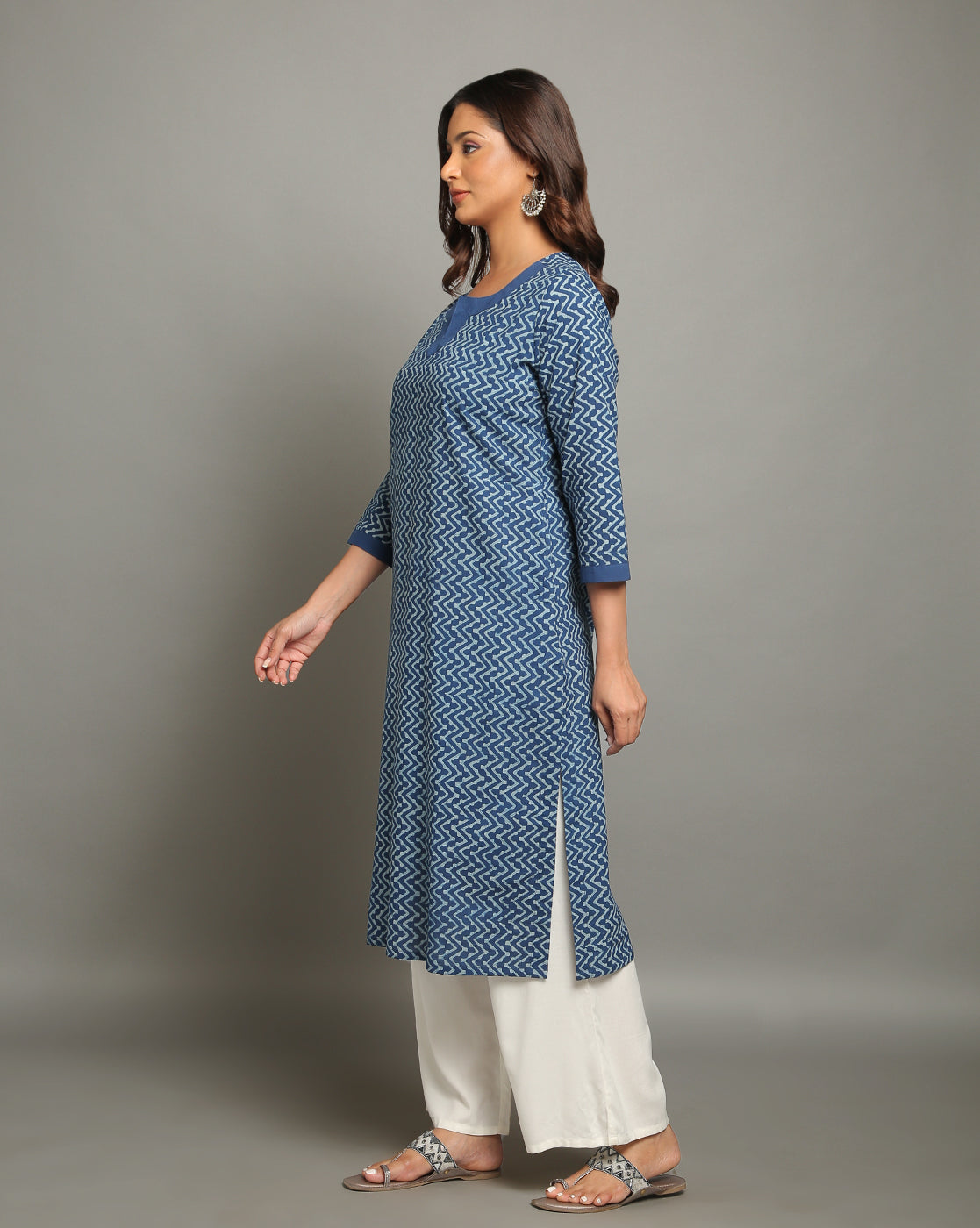 Indigo Dyed Dabu Hand Block Printed Long Kurta