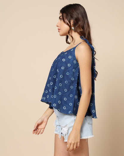 Indigo Dyed Dabu Hand Block Printed Top
