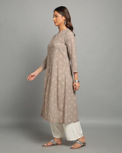 Indigo Kashish Dyed Dabu Hand Block Printed Long Kurta