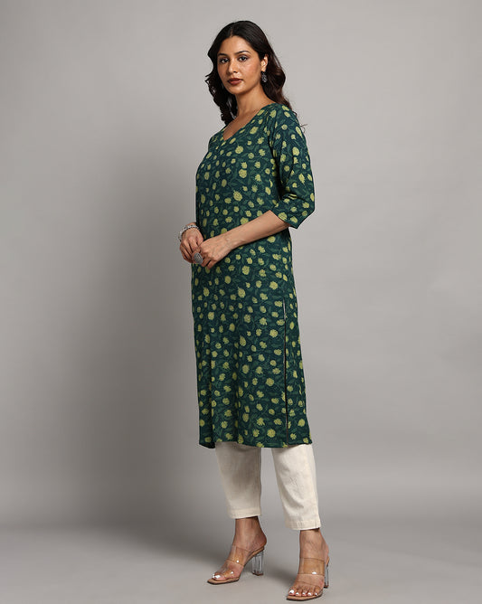 Indigo Nashpal Dyed Dabu Printed Cotton Long Kurta