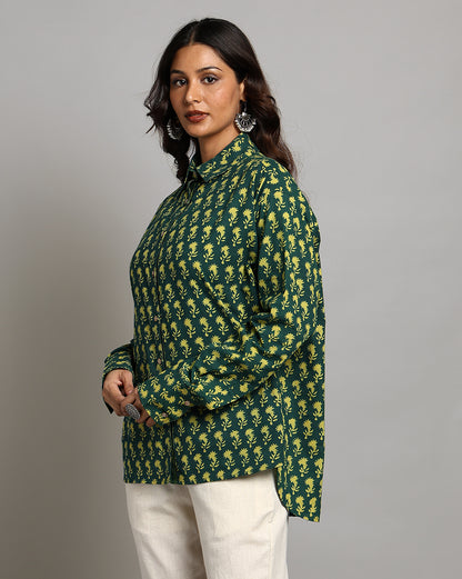 Indigo Nashpal Dyed and Dabu Printed Shirt