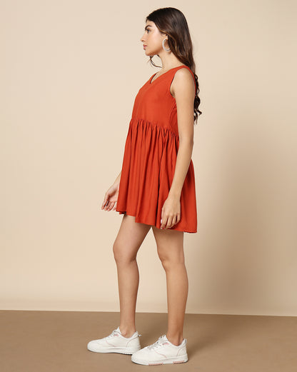 Plain Dyed Short Dress