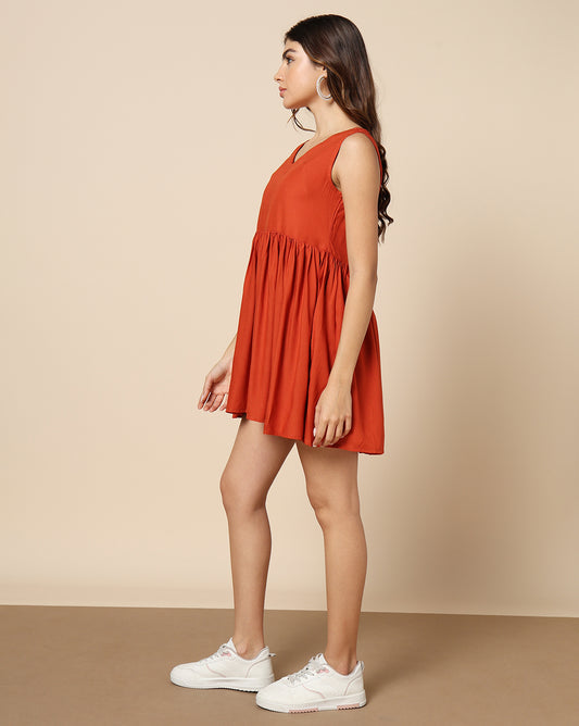 Plain Dyed Short Dress