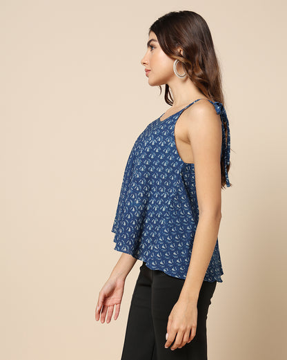 Indigo Dyed Dabu Hand Block Printed Top