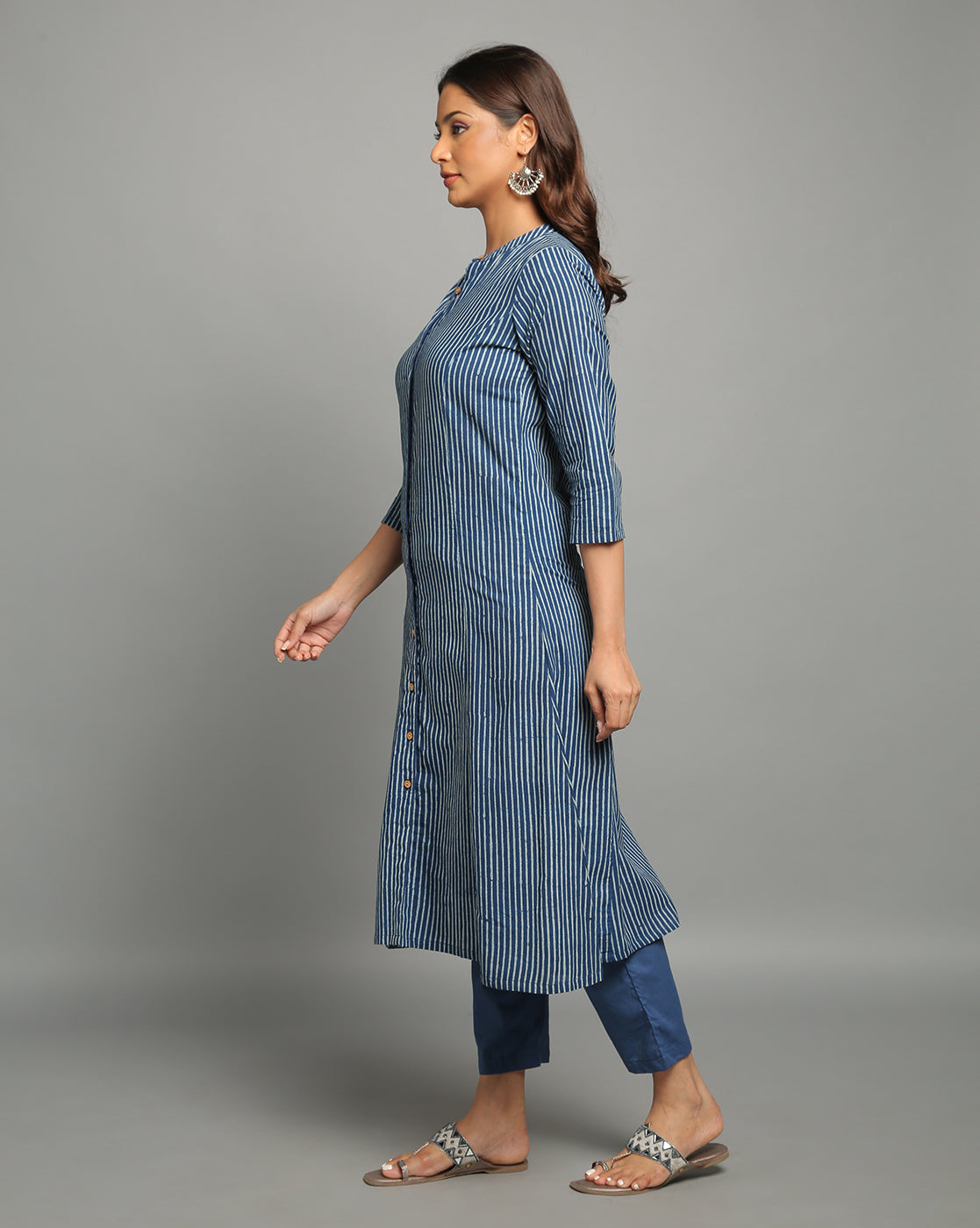 Indigo Dyed Dabu Hand Block Printed Long Kurta