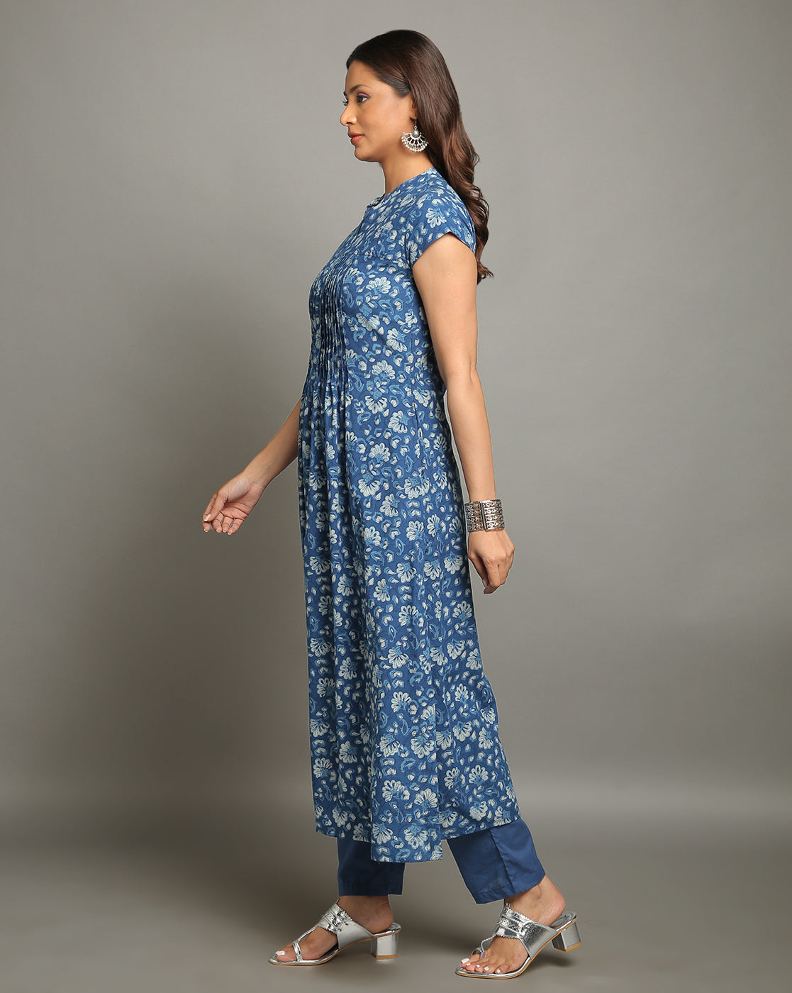 Indigo Dyed Dabu Hand Block Printed Long Kurta
