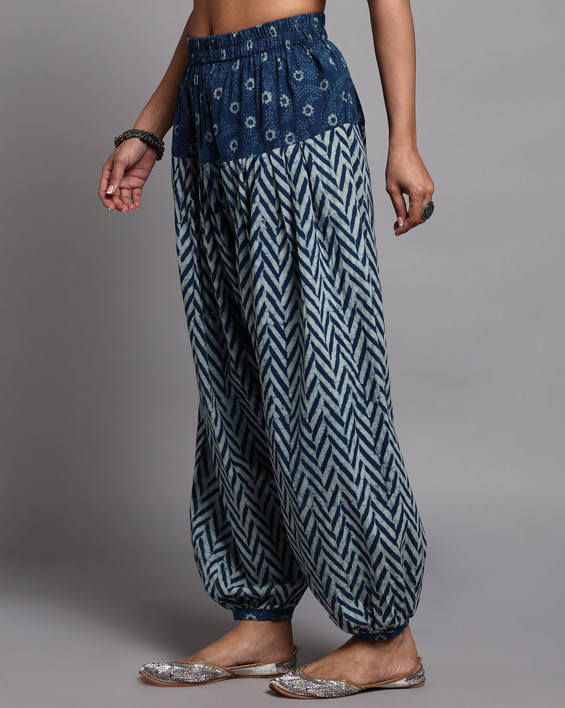Indigo Dyed Dabu Printed Salwar