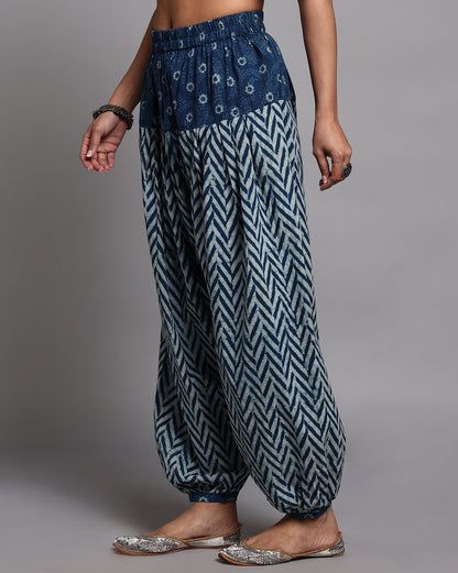 Indigo Dyed Dabu Printed Salwar