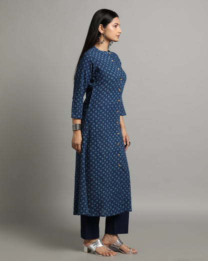 Indigo Dyed Dabu Hand Block Printed Long Kurta
