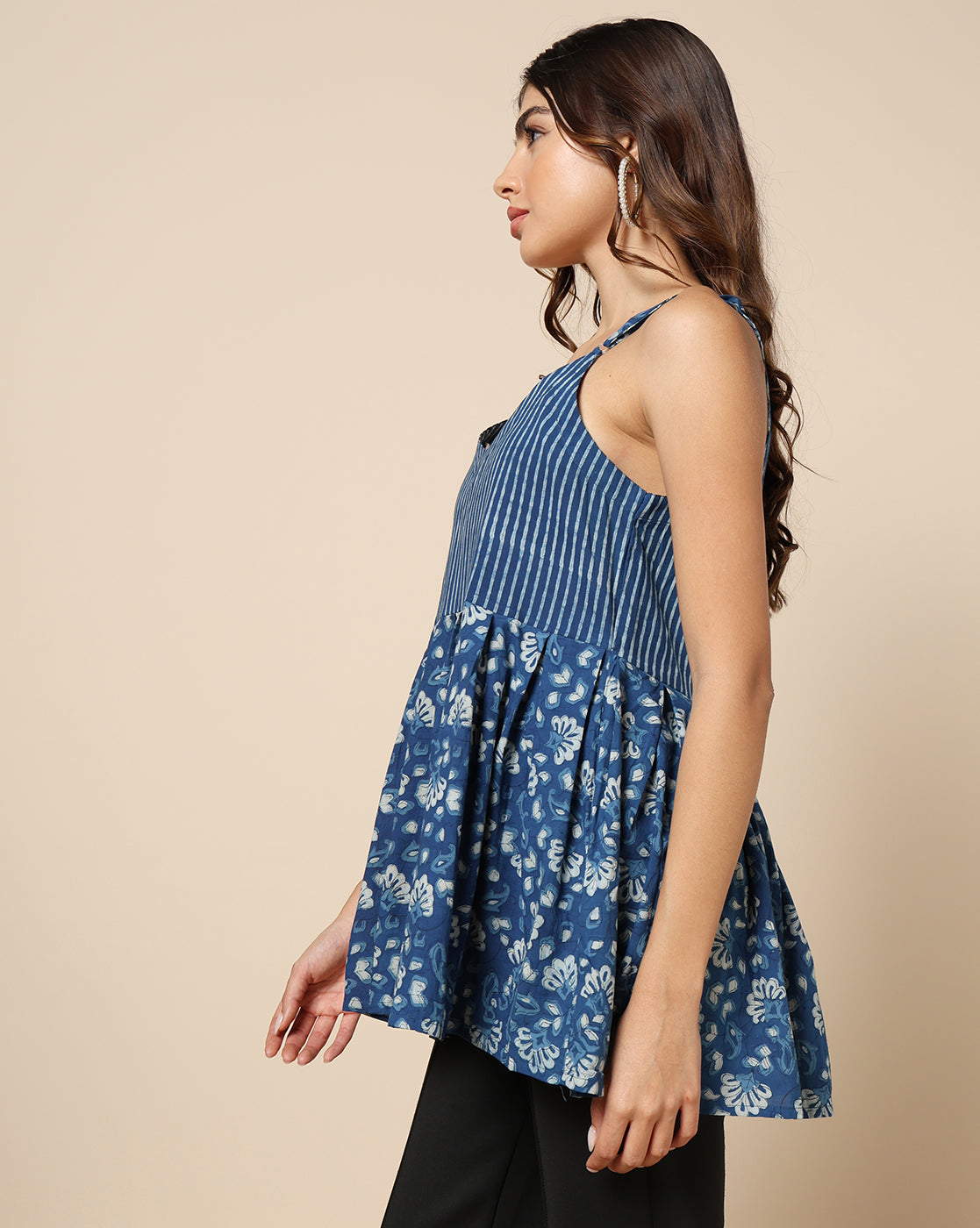 Indigo Dyed Dabu Hand Block Printed Top
