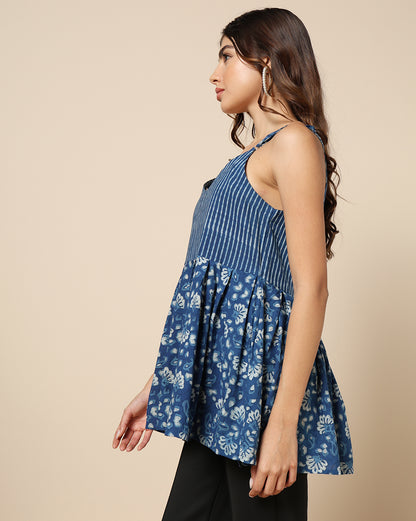 Indigo Dyed Dabu Hand Block Printed Top