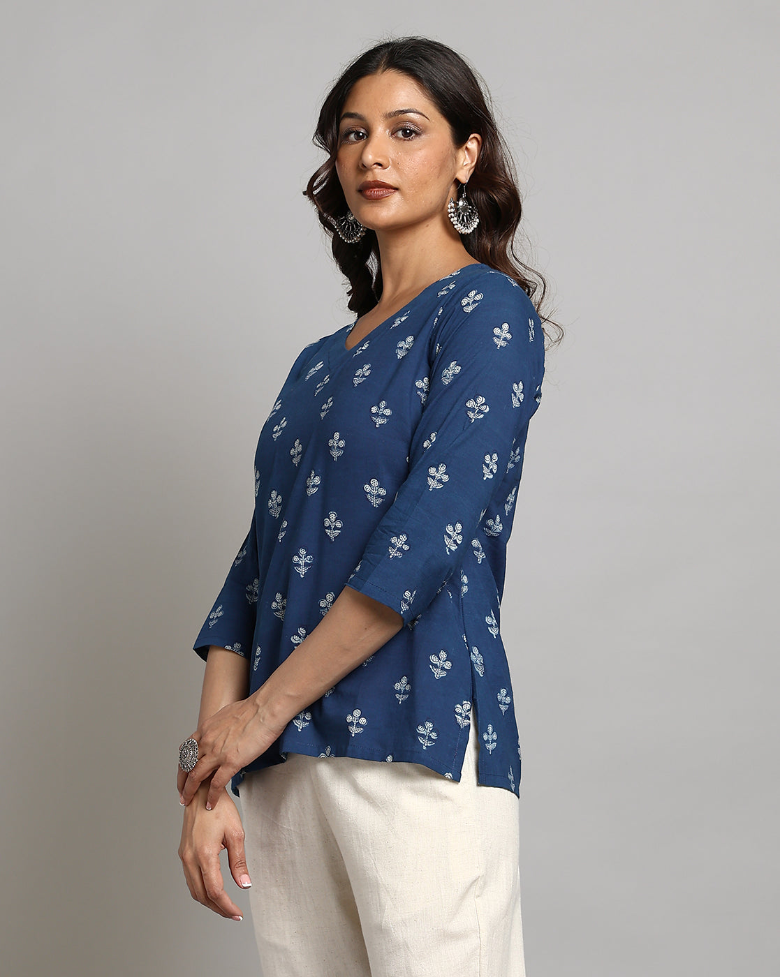 Indigo Dyed and Dabu Printed Top