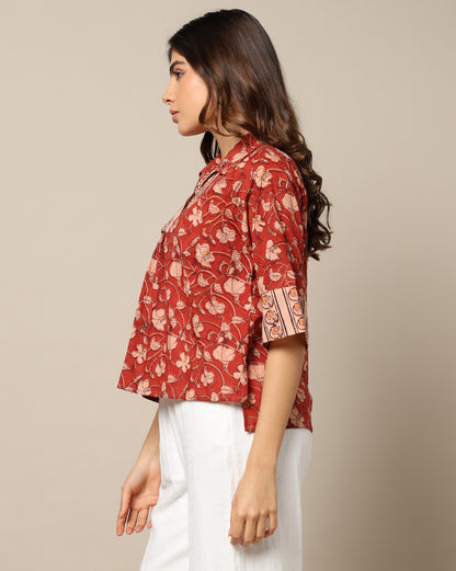 Flower zaal Peach Collar Top