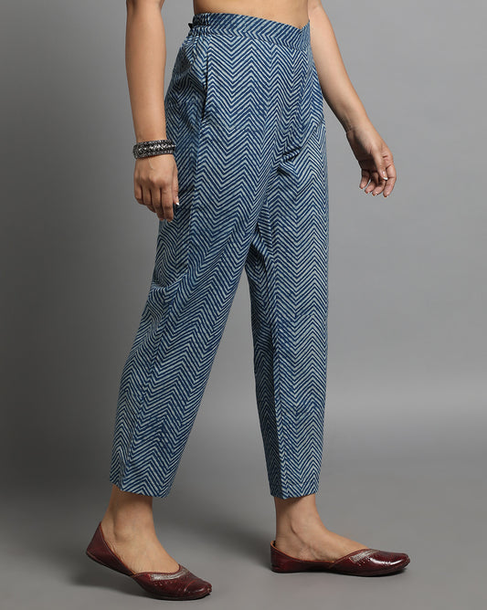 Indigo Dyed Dabu Printed Chex Pant