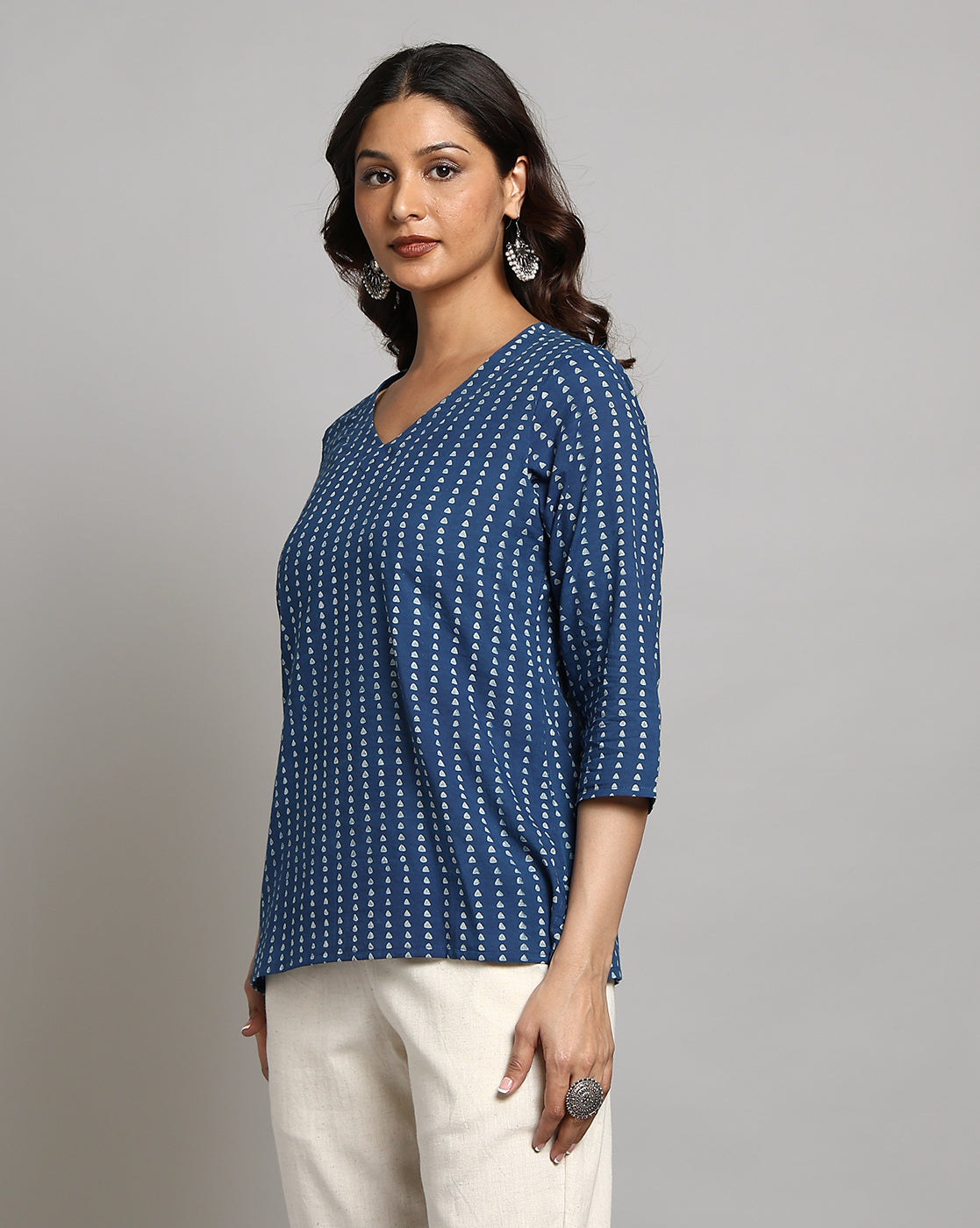 Indigo Dyed and Dabu Printed Top
