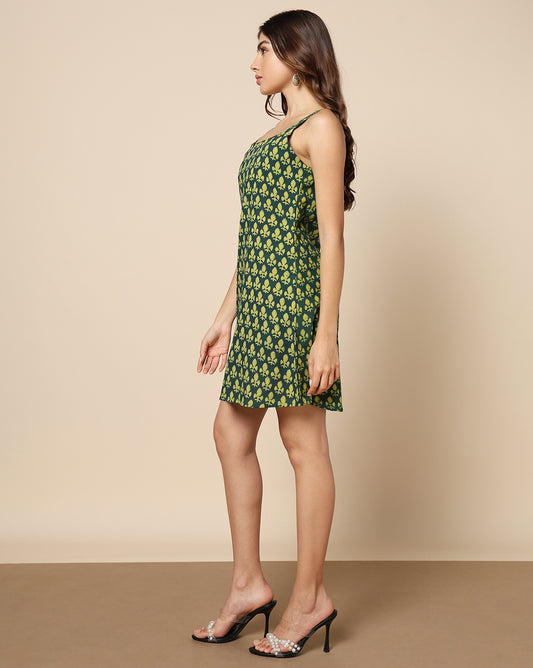 Natural Dyed Hand Block Printed Short Dress