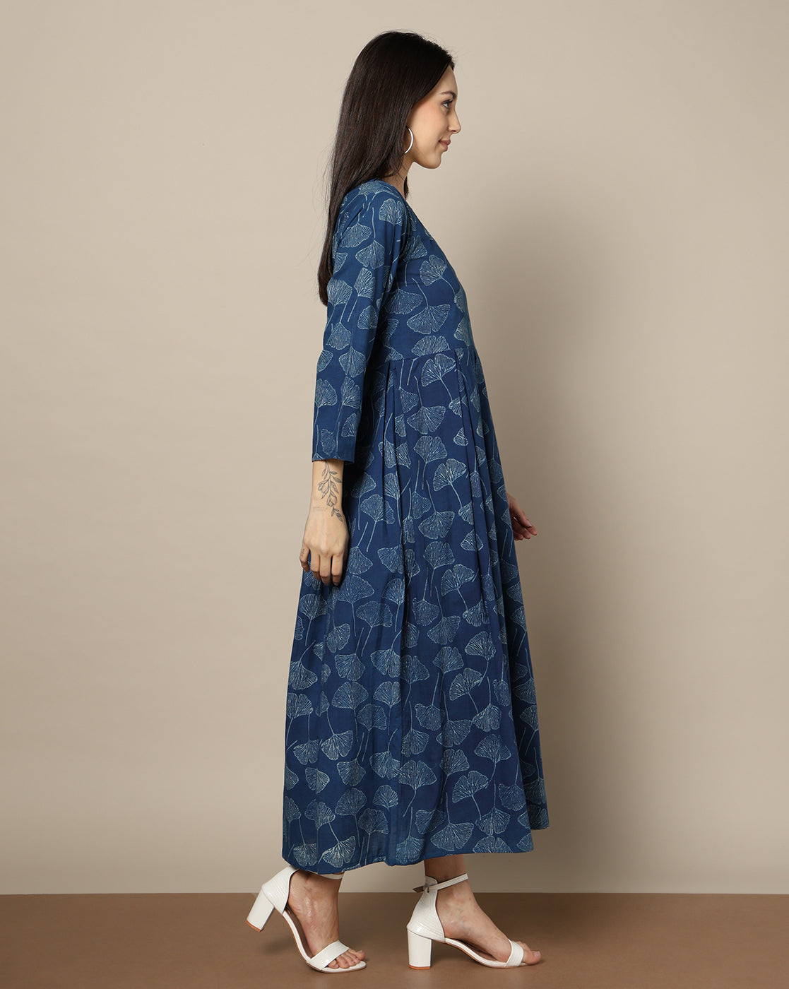 Indigo Dyed Dabu Hand Block Printed Long Dress