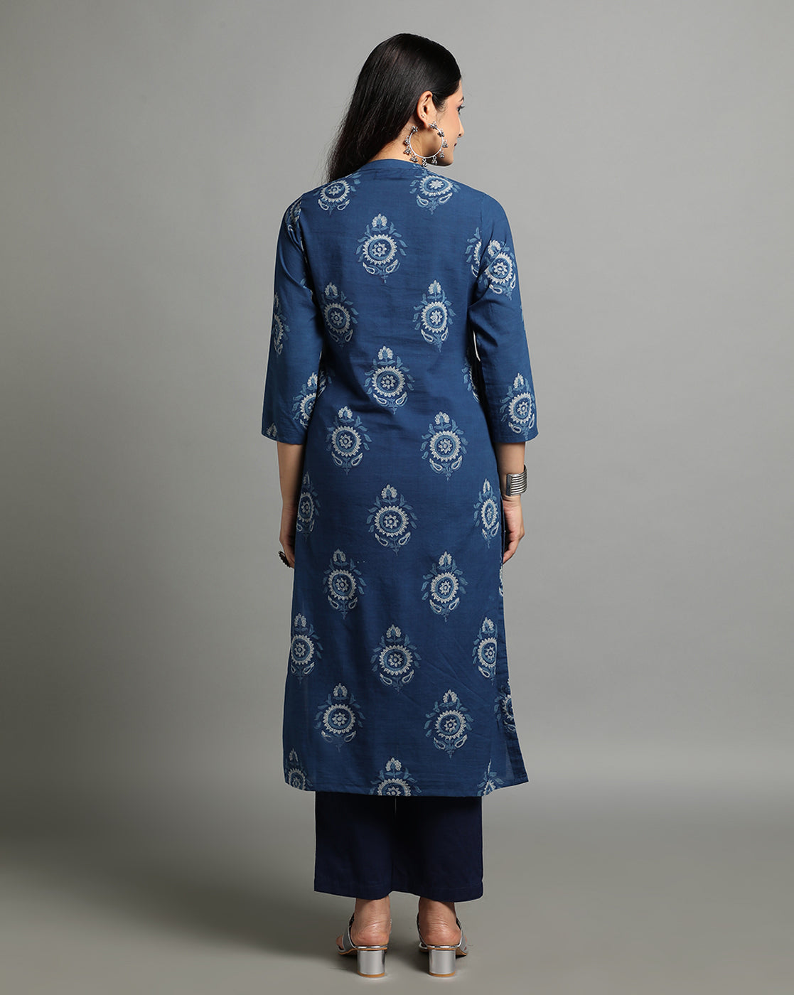 Indigo Dyed Dabu Hand Block Printed Long Kurta