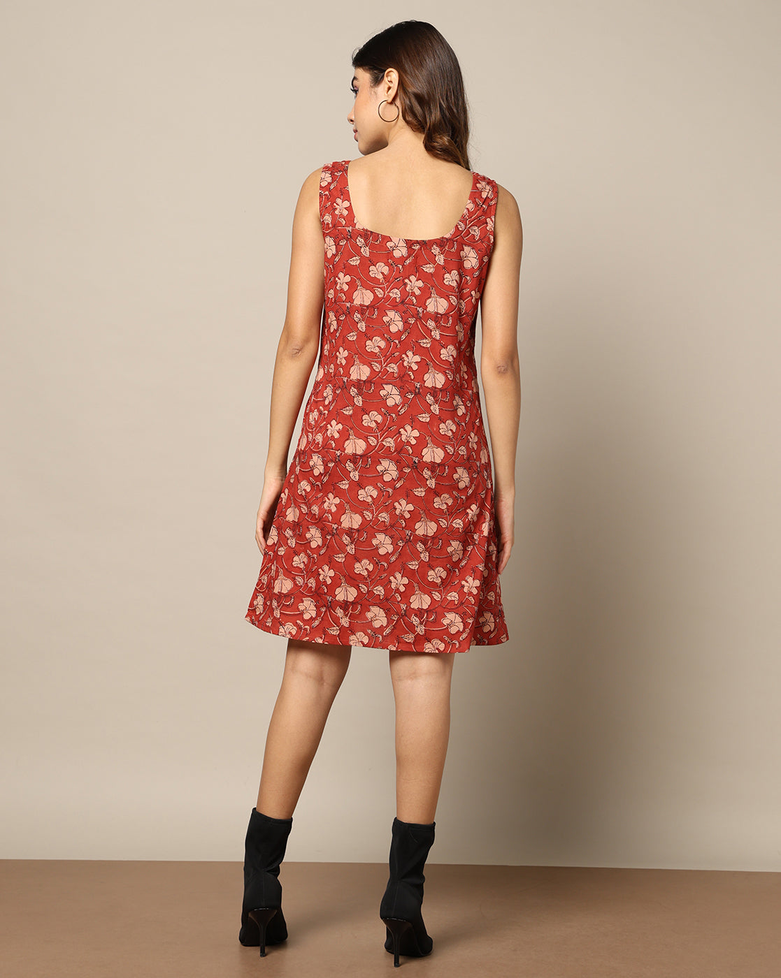 Hand Block Printed A Line Short Dress