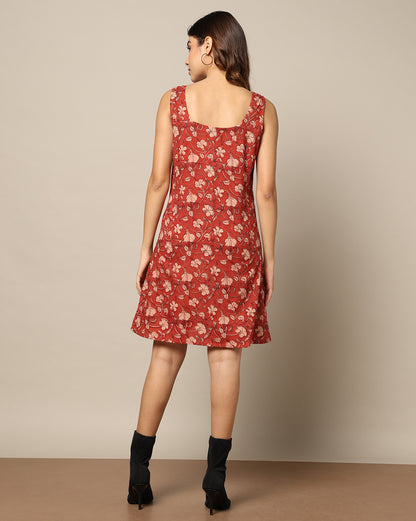 Hand Block Printed A Line Short Dress