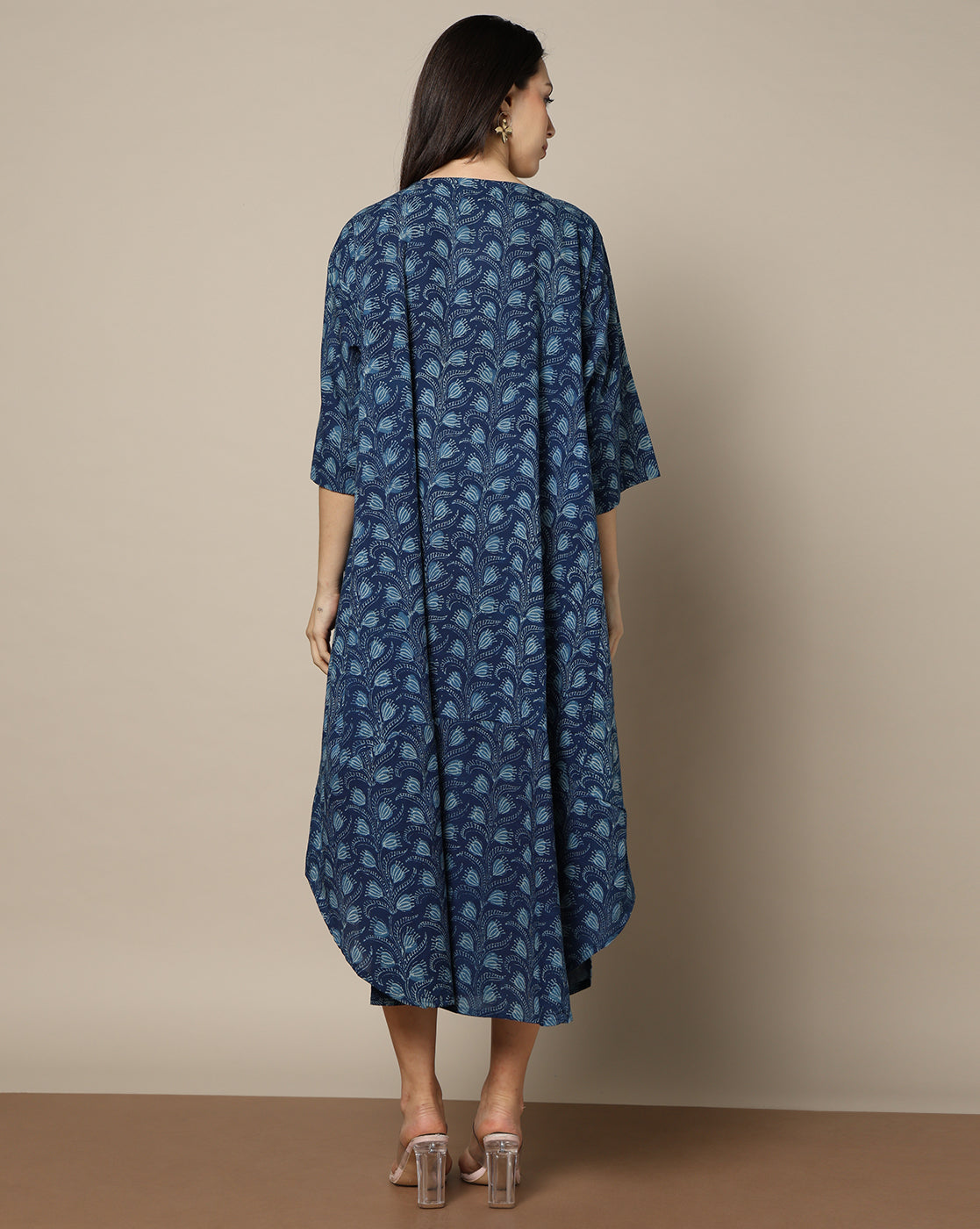 Indigo Dyed Dabu  Hand Block Printed Free Size Dress