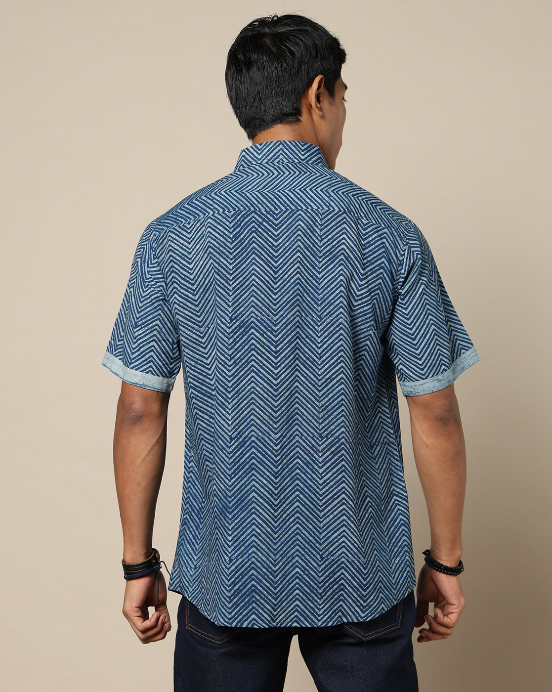 Men's Dabu Printed Indigo Dyed Shirt