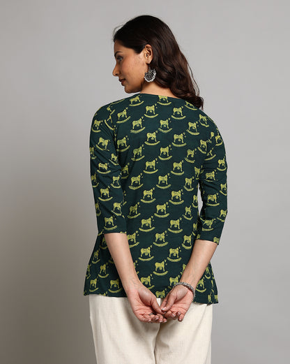 Indigo Nashpal Dyed and Dabu Printed Top