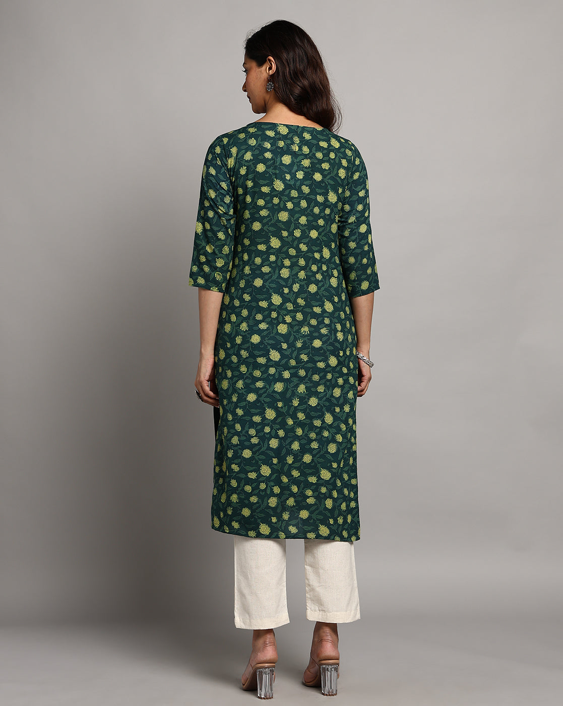 Indigo Nashpal Dyed Dabu Printed Cotton Long Kurta