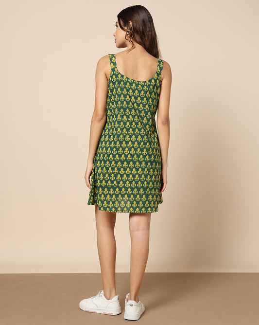 Natural Dyed Hand Block Printed Short Dress (Skater or Spaghetti)