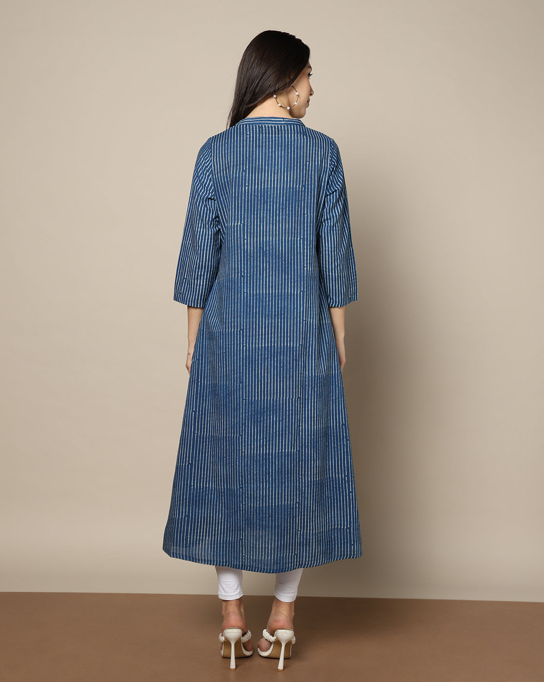 Indigo Dyed Dabu Hand Block Printed Long Kurta