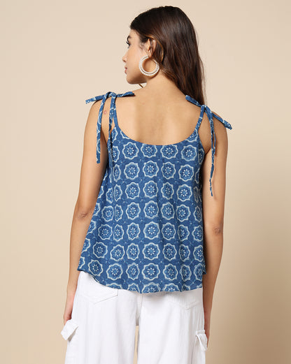Indigo Dyed Dabu Hand Block Printed Top