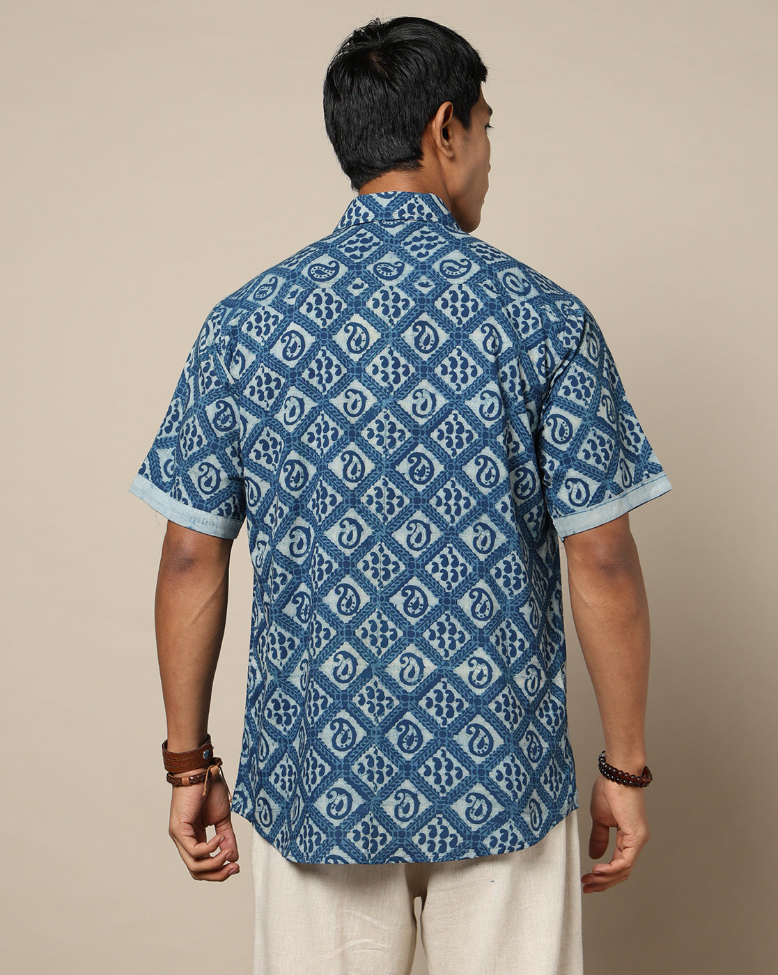 Men's Dabu Printed Indigo Dyed Shirt